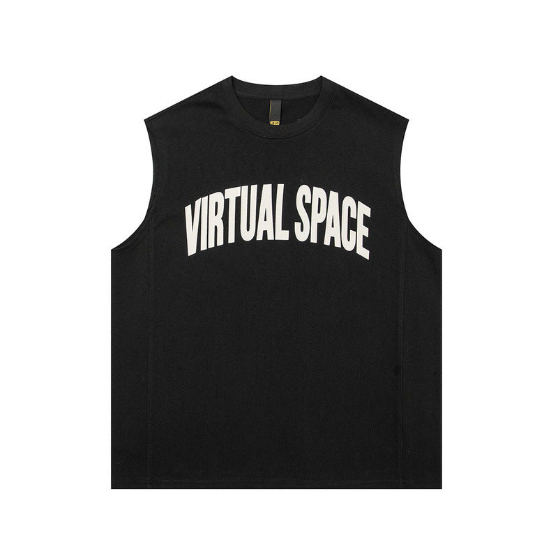 Men Vest Retro Casual Sports Vest Men's Loose Summer Sleeveless T-shirt