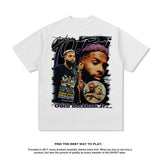 Mens Vintage baseball T-Shirt NFL Rugby OBJ Printed Short Sleeve T-Shirt Washed Old Top