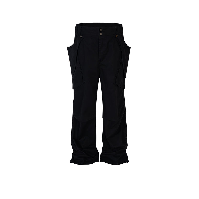 MIJKO Men Vintage Pants MIJKO Straight Pants Detachable Functional Multi-Pocket Wide-Foot Casual Pants