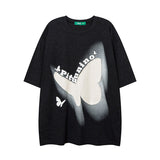 Men T Shirt Butterfly Embroidered Patch Distressed Short Sleeve T-shirt