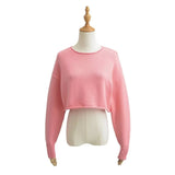 Women Sweater Knitwear Cropped Midriff-Baring Hoodie Knitwear Sweater