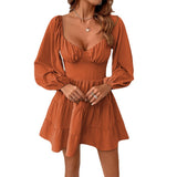 Women Dress Sexy Backless Puff Sleeve Dress