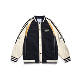 Unisex Jacket Vintage Baseball Collar Jacket Men and Women Loose Spring and Autumn Coat