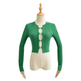 Women Sweater Knitwear Autumn Winter Sexy Knitted Single-Breasted Short Sweater Top