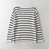 Women Sweater Knitwear Autumn and Winter Striped Sweater Pullover plus Size Loose round Neck Sweater