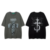 Men T Shirt Angel Graffiti Printing Couple Short Sleeve T-shirt