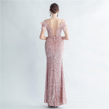 Harlem Nights Outfits Velvet High-Density Sequined Fishtail Evening Dress