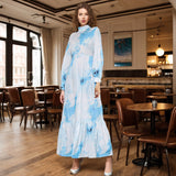 Women Dresses Summer Stand Collar Tie-Dye Dress (Qymy0409)