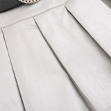 Women Skirt Pleated Miniskirt Autumn and Winter Thickening PU Leather Skirt