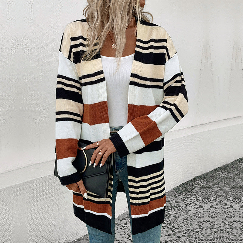 Women Knitted Sweater Autumn and Winter Long Cardigan