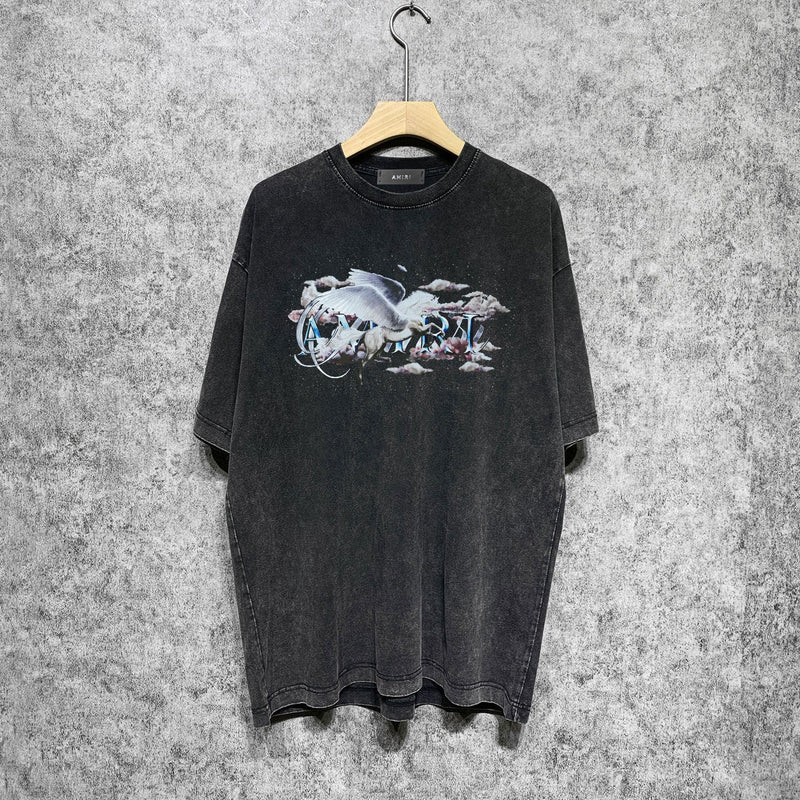 Amiri T Shirts Washed and Worn Retro Short Sleeve T-shirt