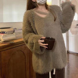 Women Knitwear Autumn and Winter V-neck Knitwear Loose Sweater