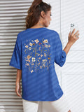 2024Beautiful flower clusters Print Cotton Women T-Shirts