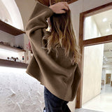 Women Trench Coat Vintage Woolen Short Coat Autumn and Winter Batwing Sleeve Casual Loose