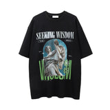 Men Vintage T-Shirt Statue Printed Short Sleeve T-shirt