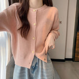 Women Knitwear Autumn and Winter round Neck Sweater Loose Knitted Cardigan