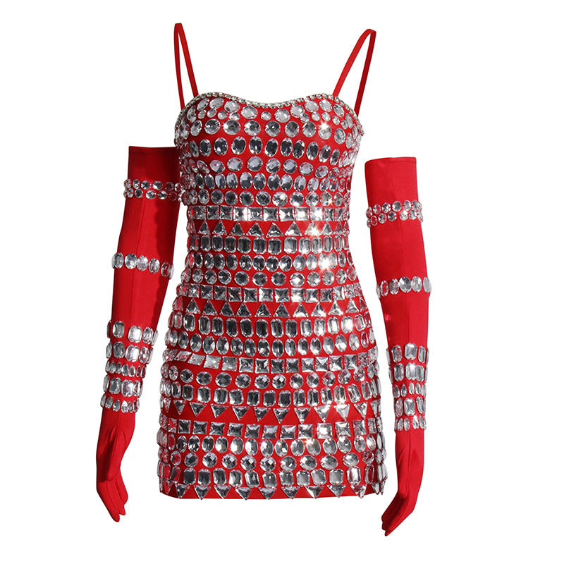 Women Dresses Sexy Skirt Spring V-neck Strap Dress (Qymy0409)