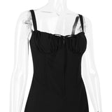 Women Dresses Sexy Lacing Slim Fit Skirt Sling Dress (Bla0420)