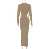 Women Dresses Fall Slim Fit round-Neck Long-Sleeved Dress