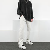Men Jeans Casual Pants Zipper Cargo Pants Straight Bootleg Pants