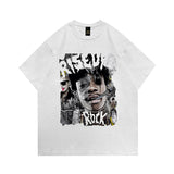 Men T Shirt Skull Print Washed Short Sleeve T-shirt
