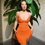 Women Dresses Summer Sexy Backless Slim Fit Split Dress