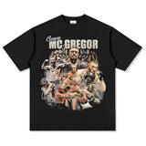 Mens Vintage Boxer T-Shirt American Vintage McGregor Printed Short Sleeve T-Shirt Washed Cotton Top