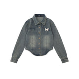 Women Jacket Butterfly Logo Denim Jacket