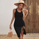 Women Dress Hip Crew Neck Holiday Dress