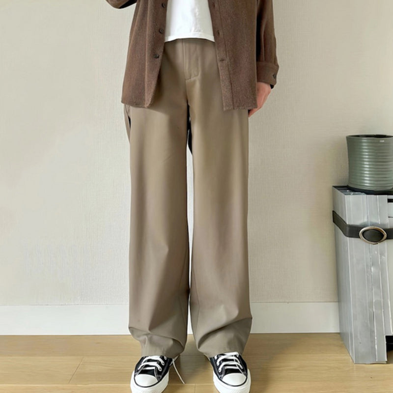 MIJKO Men Vintage Pants Splicing Optional Wide-Foot Zipper Pants Casual Pants