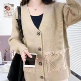 Women Knitwear Autumn and Winter V-neck Sweater Loose Knitted Cardigan