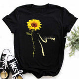 Maycaur Women's T-shirt Casual Kawaii Sunflower Butterfly