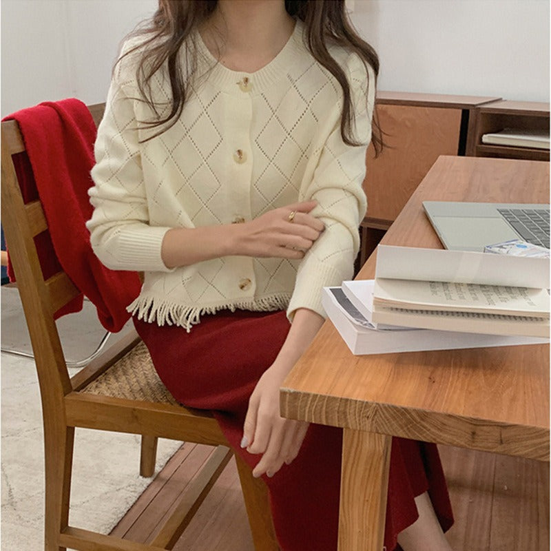 Women Knitwear Autumn Winter Retro Tassel Sweaters Cardigan