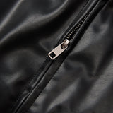 Unisex Winter Cotton Coat Lapel Leather Cotton Jacket Retro Loose PU Leather Coat