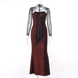 Women Dresses Mesh Long Sleeve Dress