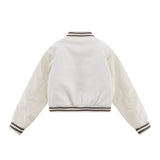 Women Jacket Baseball Uniform Winter Towel Embroidery Pu Leather Sleeves Stitching Jacket