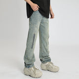 Men Jeans Worn Jeans Men's Retro Loose Straight Trousers