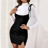 Women Dress Spring and Summer Sexy Slim-Fit Bow Sling Dress