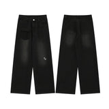 Men Jeans Washed Straight Wide Leg Jeans