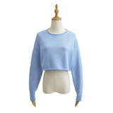 Women Sweater Knitwear Cropped Midriff-Baring Hoodie Knitwear Sweater