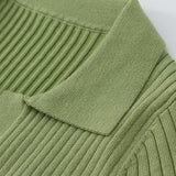 Women Sweater Knitwear Summer Polo Collar Knitted Top