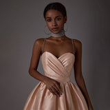 Women Dresses Sexy Drill Chain Spaghetti-Strap Strap Dress Dress (Bla0420)