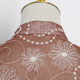 Women Dresses Summer Retro Short Sleeve Dress Stand Collar Single-Breasted Skirt (Qymy0409)