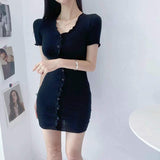 Women Dresses V-neck Short Sleeve Dress Short Skirt Sexy