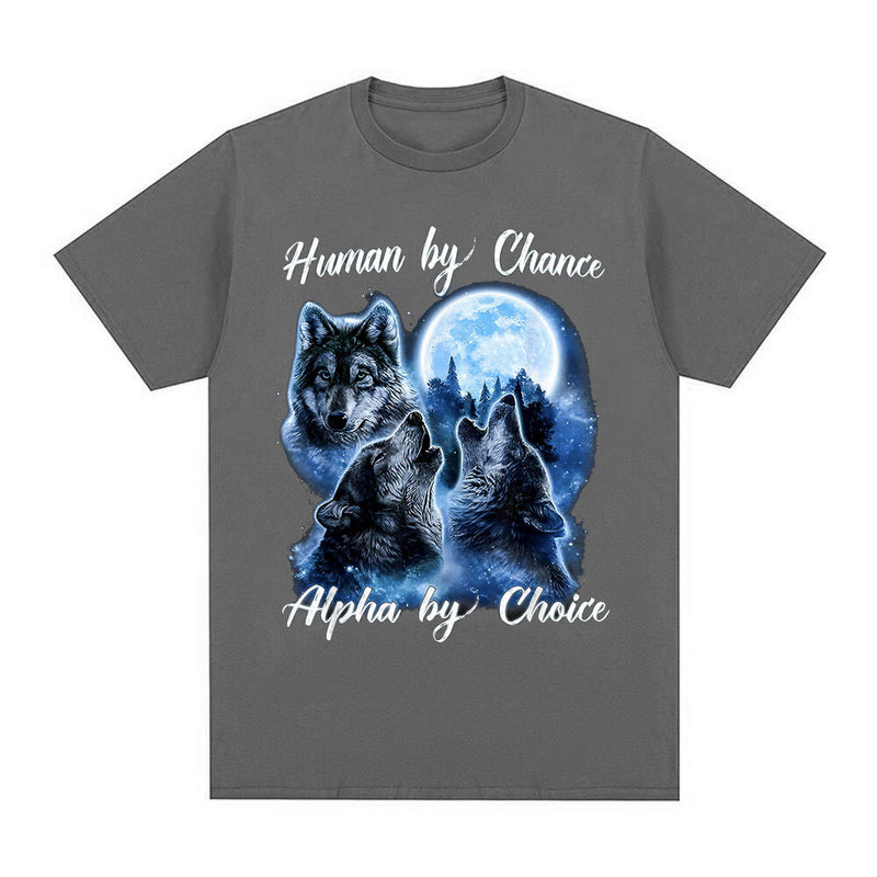 Human By Chance Alpha By Choice Wolf Graphic T-shirt Men