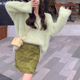 Women Knitted Pullover Autumn Winter Sweater Top Loose V-neck Sweater