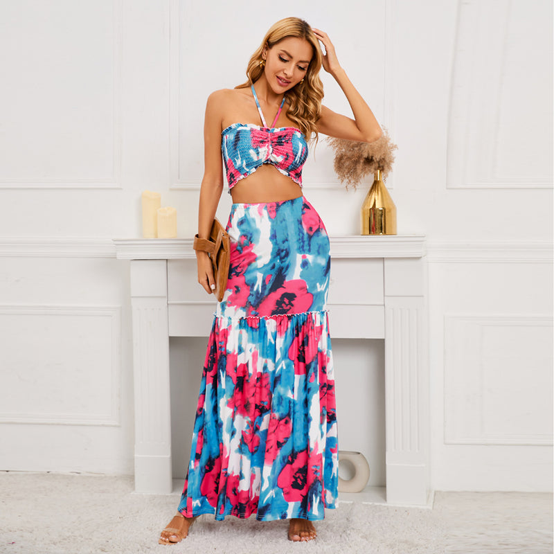 Women Date Dress Summer Sexy Tube Top Sheath Fishtail Skirt Suit Dress