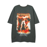 Men T Shirt Flame Print Short Sleeve T-shirt Men and Women Oversize