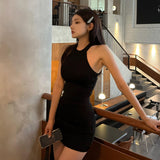 Women Dresses round Neck Sleeveless Hip Skirt Knitted Dress Skirt