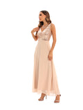 Women's Evening Gown Sexy Backless Chiffon Stitching Sequins Dress Evening Dress